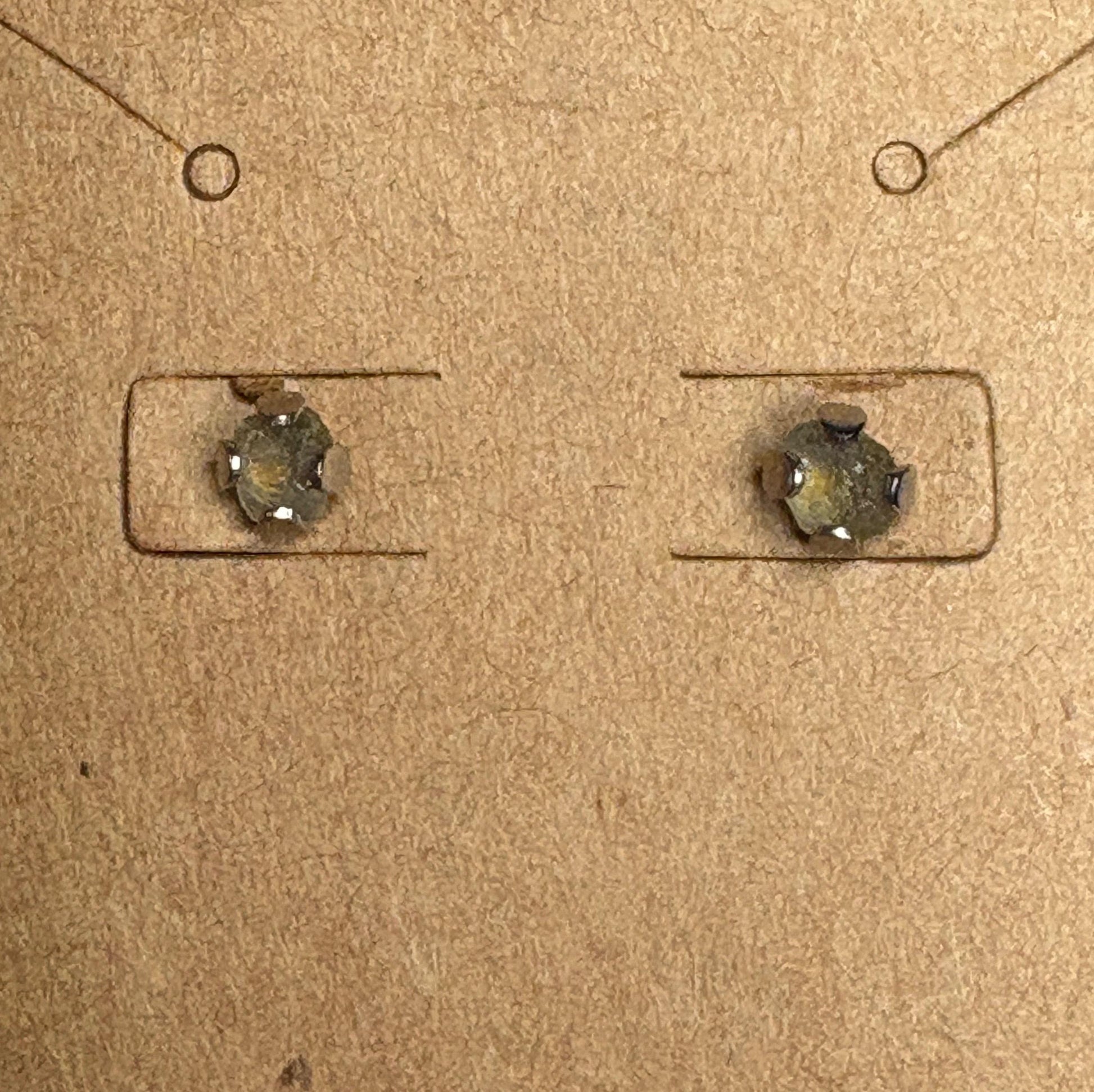 Yellow Natural Rough Matched MONTANA Sapphire Untreated Stud Earrings in Stainless steel