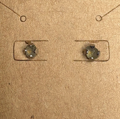 Yellow Natural Rough Matched MONTANA Sapphire Untreated Stud Earrings in Stainless steel