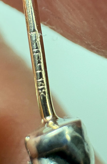 Sterling silver dangle earrings with 14k gold posts, marked DY.