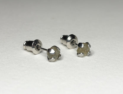 Yellow Natural Rough Matched MONTANA Sapphire Untreated Stud Earrings in Stainless steel