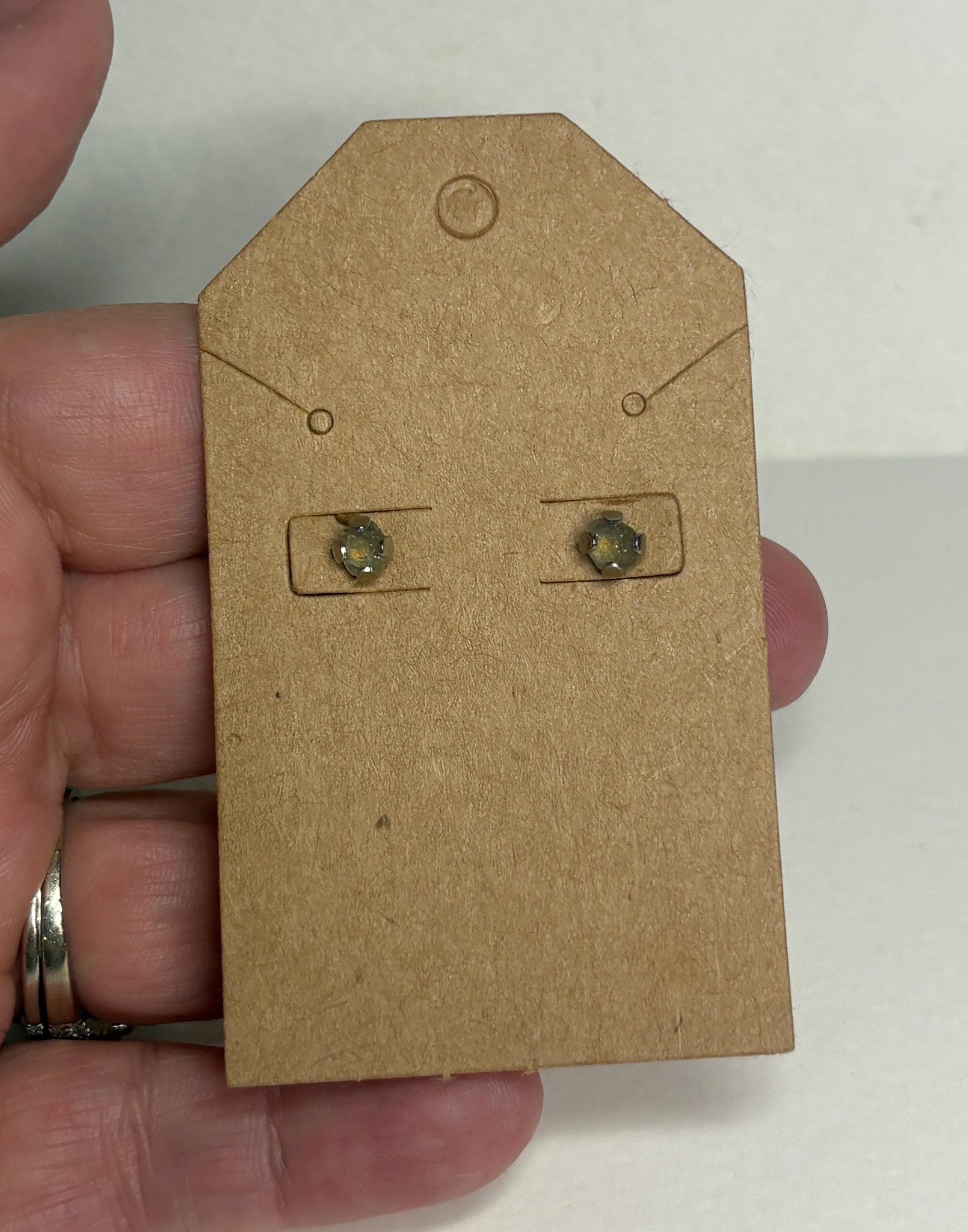 Yellow Natural Rough Matched MONTANA Sapphire Untreated Stud Earrings in Stainless steel