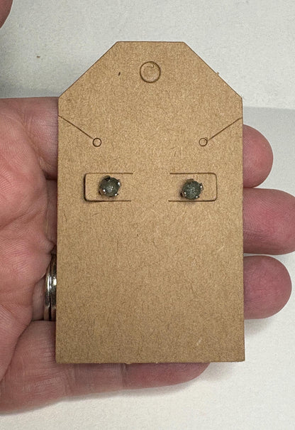 Yellow Natural Rough Matched MONTANA Sapphire Untreated Stud Earrings in Stainless steel