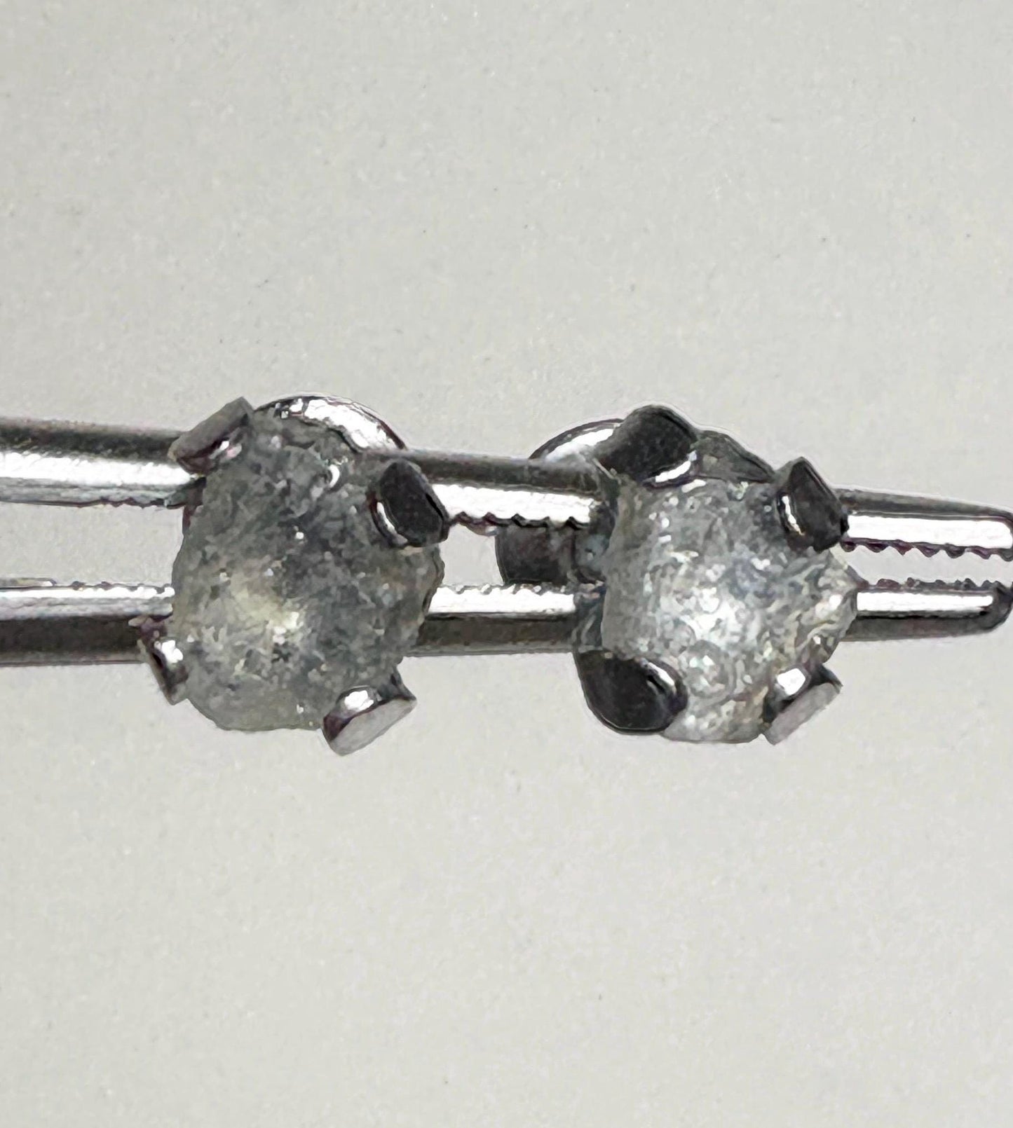 Green Natural Rough Matched MONTANA Sapphire Untreated Stud Earrings in Stainless Steel