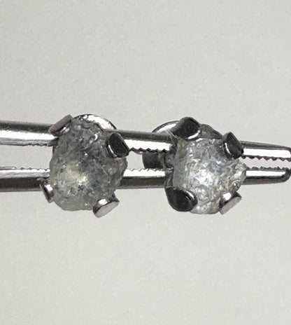 Green Natural Rough Matched MONTANA Sapphire Untreated Stud Earrings in Stainless Steel