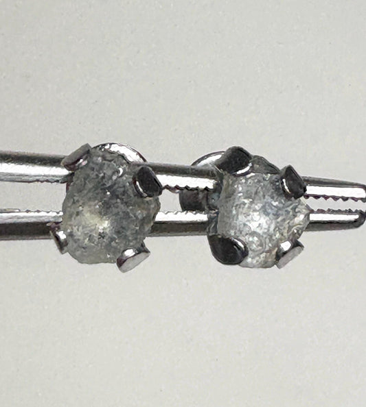 Green Natural Rough Matched MONTANA Sapphire Untreated Stud Earrings in Stainless Steel