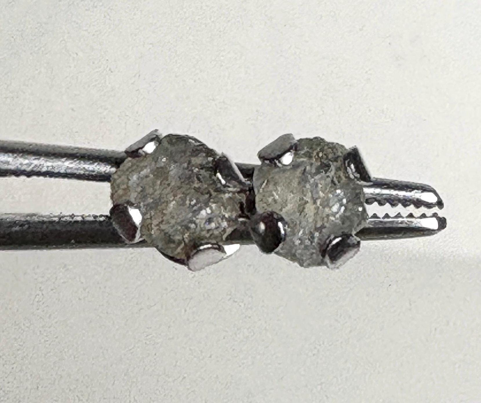 Green Natural Rough Matched MONTANA Sapphire Untreated Stud Earrings in Stainless Steel