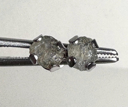 Green Natural Rough Matched MONTANA Sapphire Untreated Stud Earrings in Stainless Steel