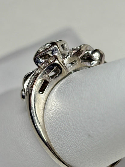 Vintage 14k white gold ring with natural diamonds.