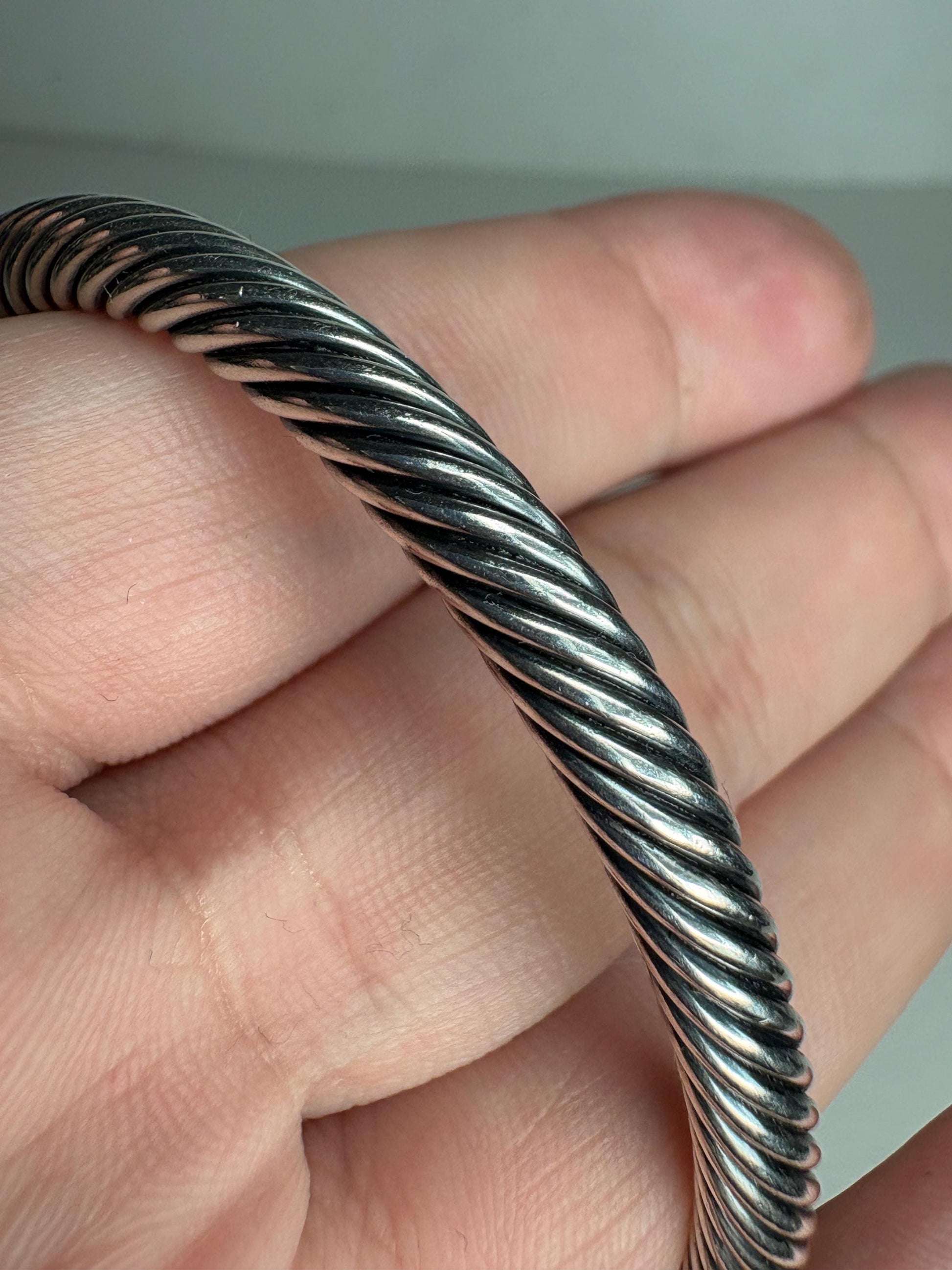 Sterling silver cable cuff bracelet with morganite and diamond accents.