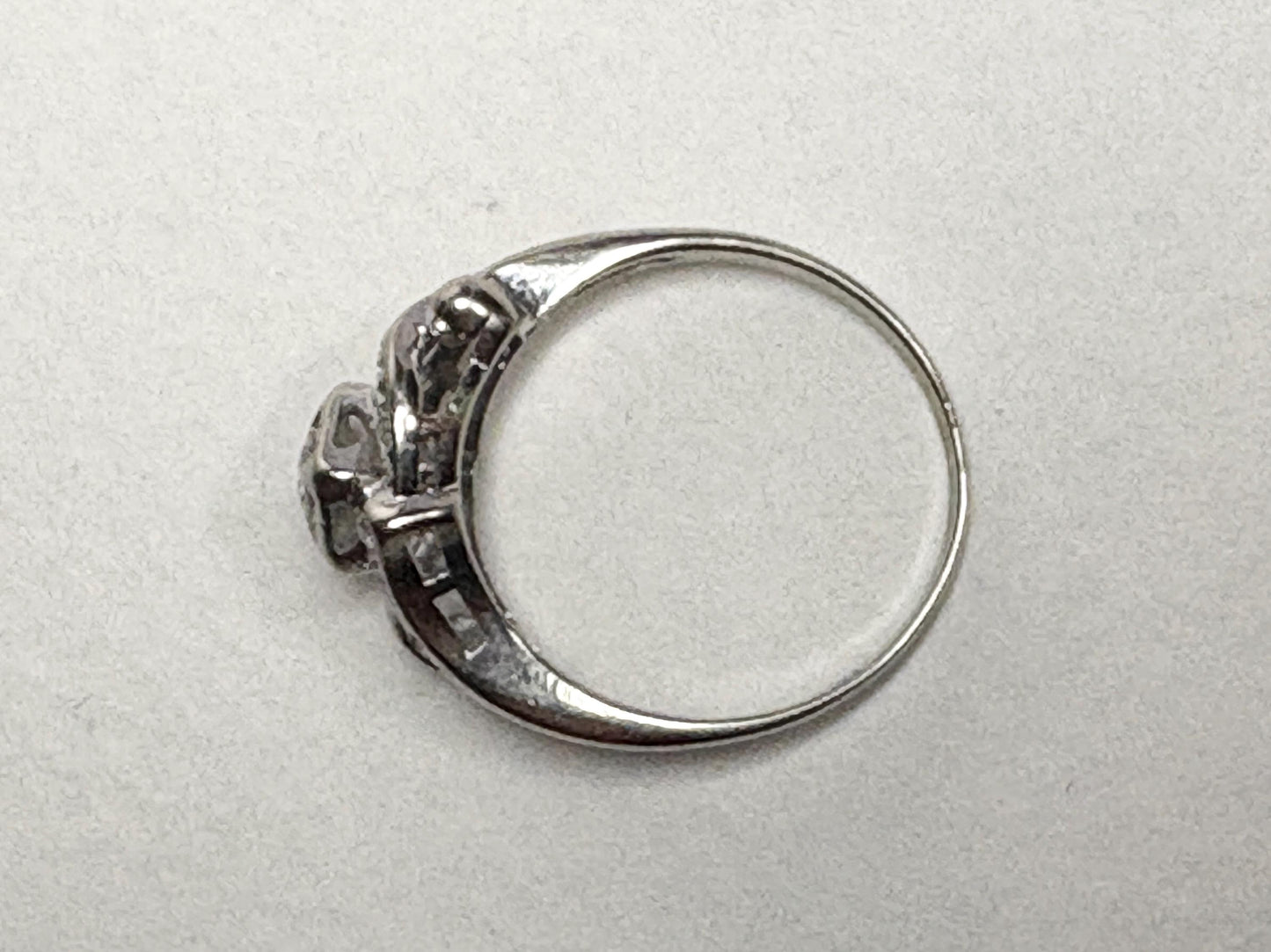 Vintage 14k white gold ring with natural diamonds.