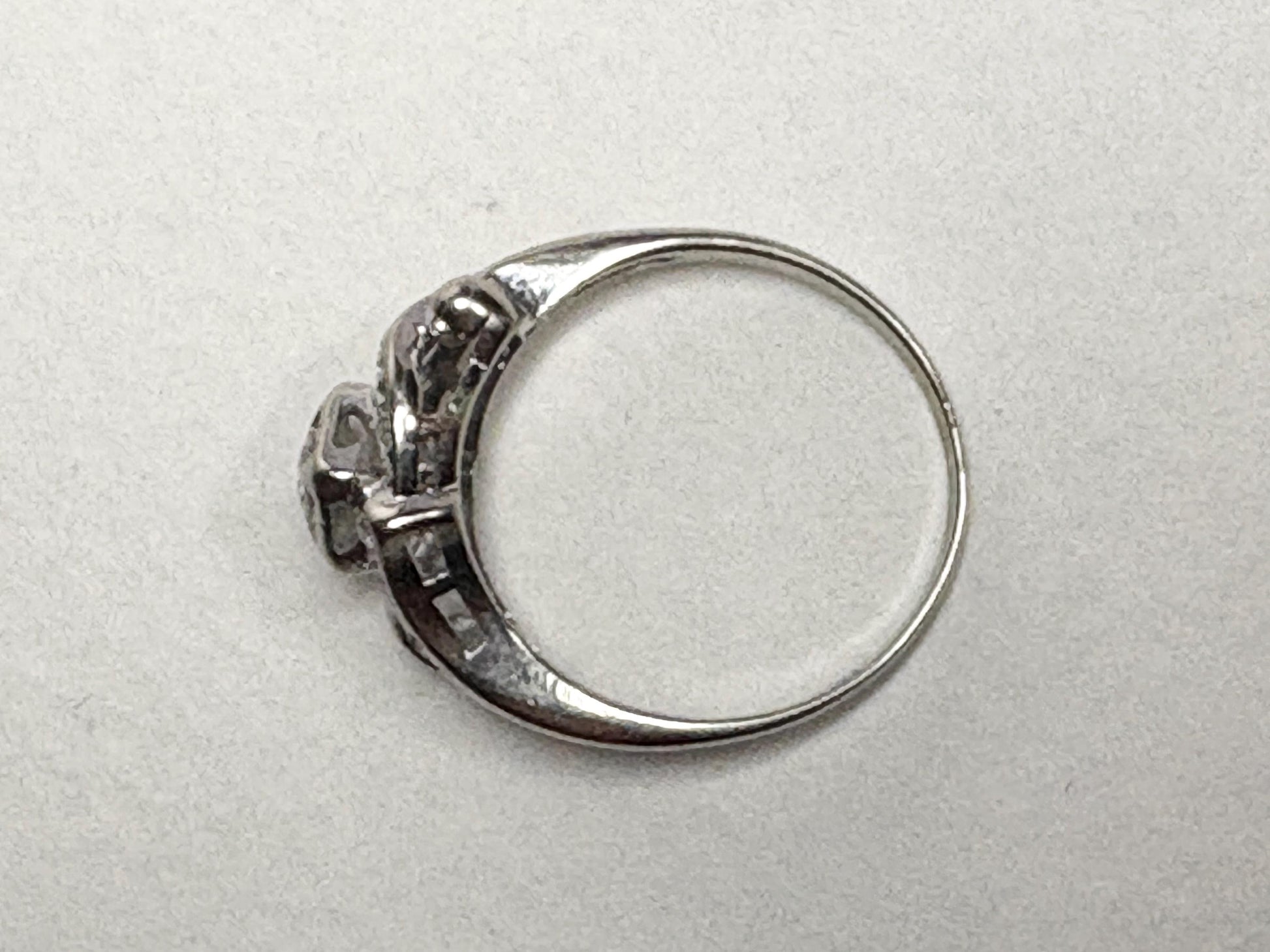 Vintage 14k white gold ring with natural diamonds.