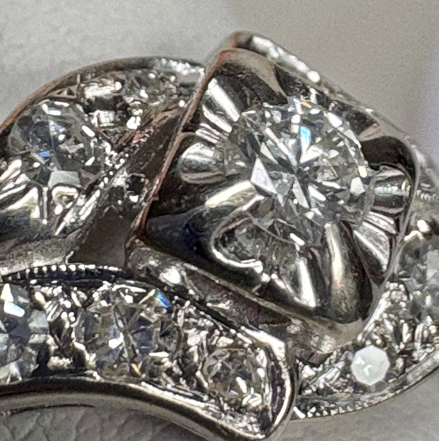 Vintage 14k white gold ring with natural diamonds.