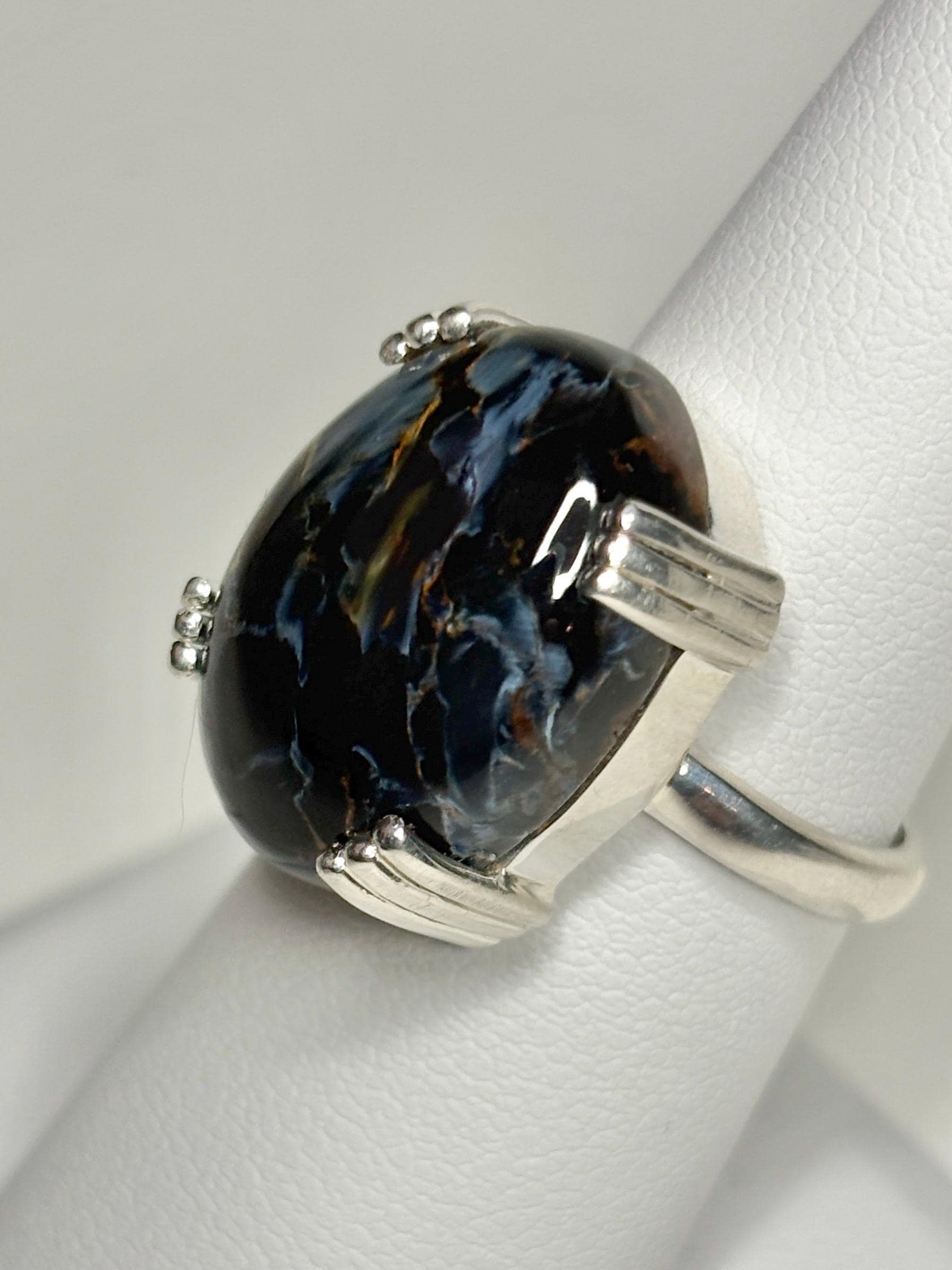 Arizona USA Pietersite ring in sterling silver, size 7.