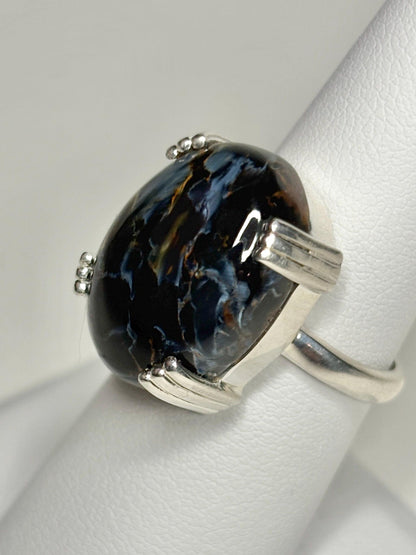 Arizona USA Pietersite ring in sterling silver, size 7.