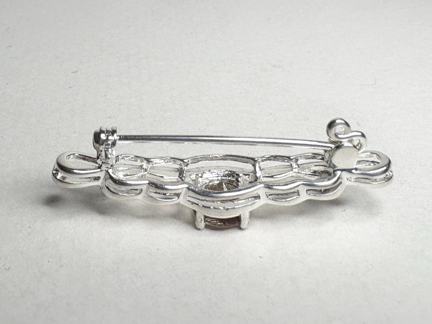 Oregon Sunstone Celtic knot bar brooch in solid sterling silver.