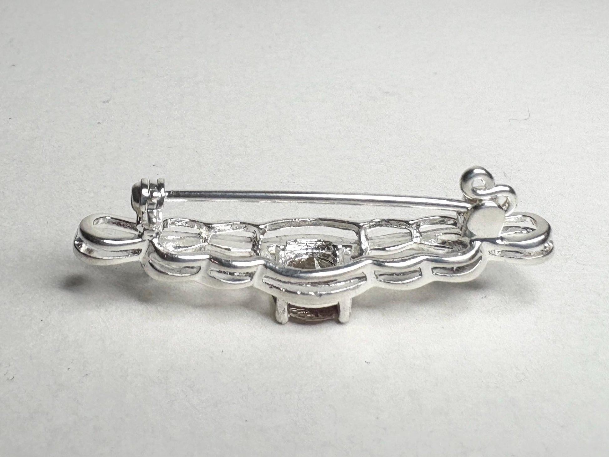 Oregon Sunstone Celtic knot bar brooch in solid sterling silver.