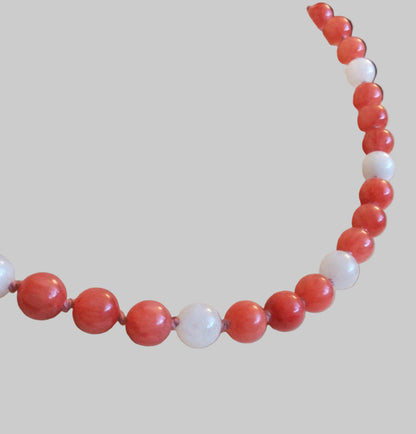 Rhodochrosite and Rose Quartz beaded necklace magnetic clasp