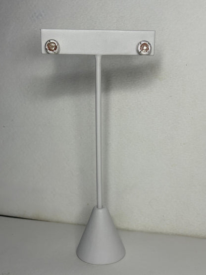 Sterling silver stud earrings with checkerboard faceted andesine and rope design.