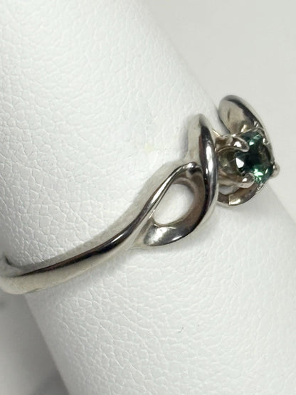 Lagoon blue-green tourmaline ring in 10k white gold.
