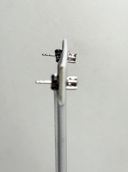 Sterling silver stud earrings with 3mm chocolate champagne colored natural diamonds.