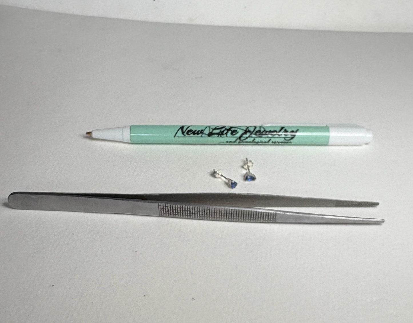 Kyanite stud earrings in sterling silver.