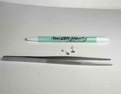 Kyanite stud earrings in sterling silver.