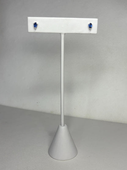 Sterling silver stud earrings with pear-shaped kyanite gems.