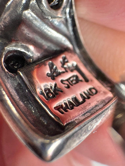 Ann King wide woven dotted hoop earrings in solid 18k and sterling silver.