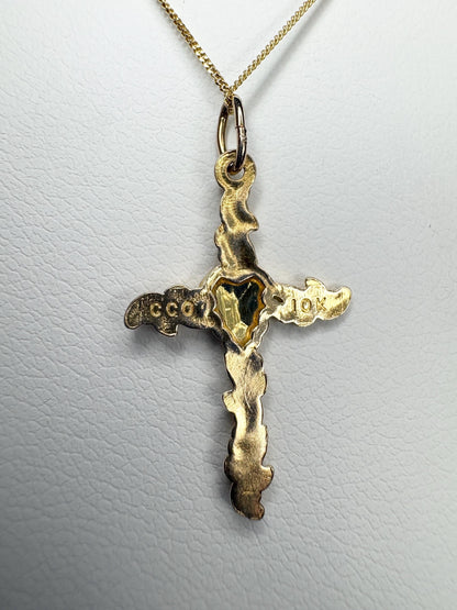 Black Hills Gold 10k gold cross pendant with a 9k gold chain.