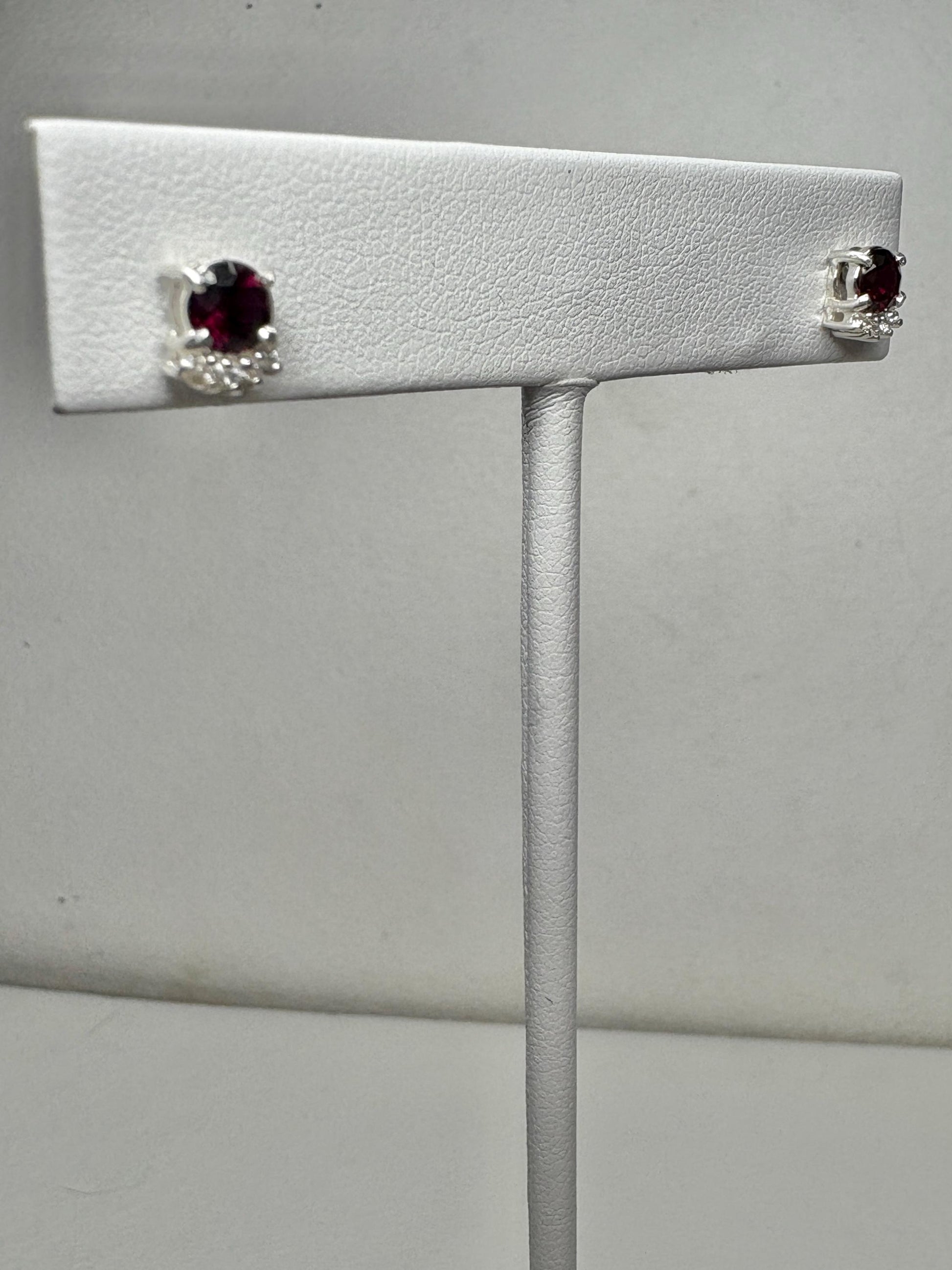 Sterling silver stud earrings with Arizona anthill garnets and zircons.