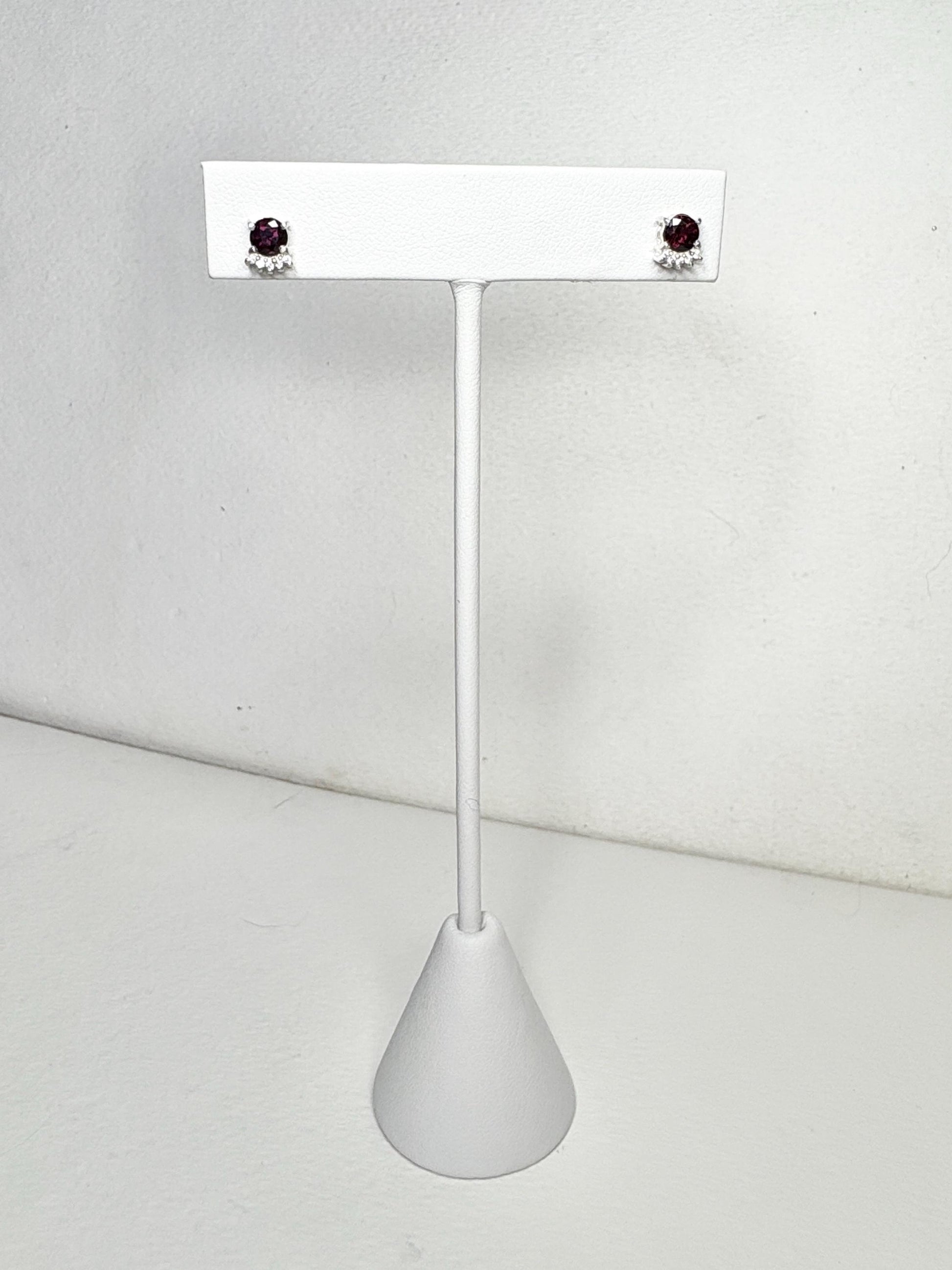 Arizona anthill garnet and zircon stud earrings in sterling silver.