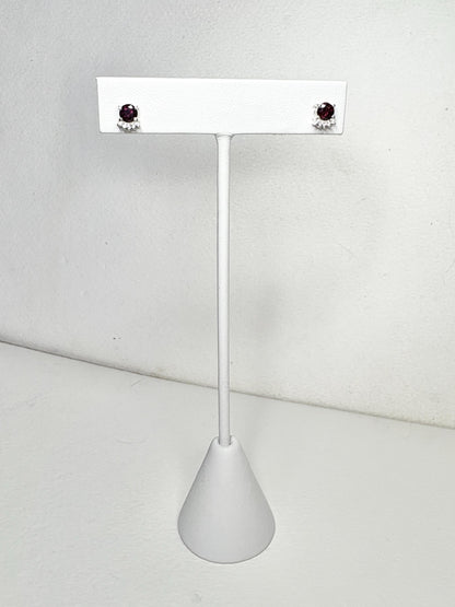 Arizona anthill garnet and zircon stud earrings in sterling silver.