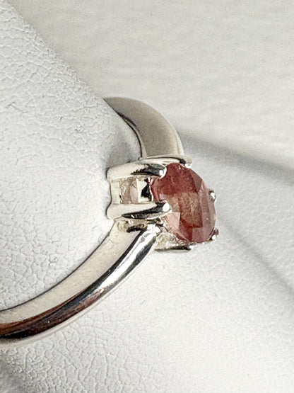 Sterling silver ring with a peach Oregon Sunstone.