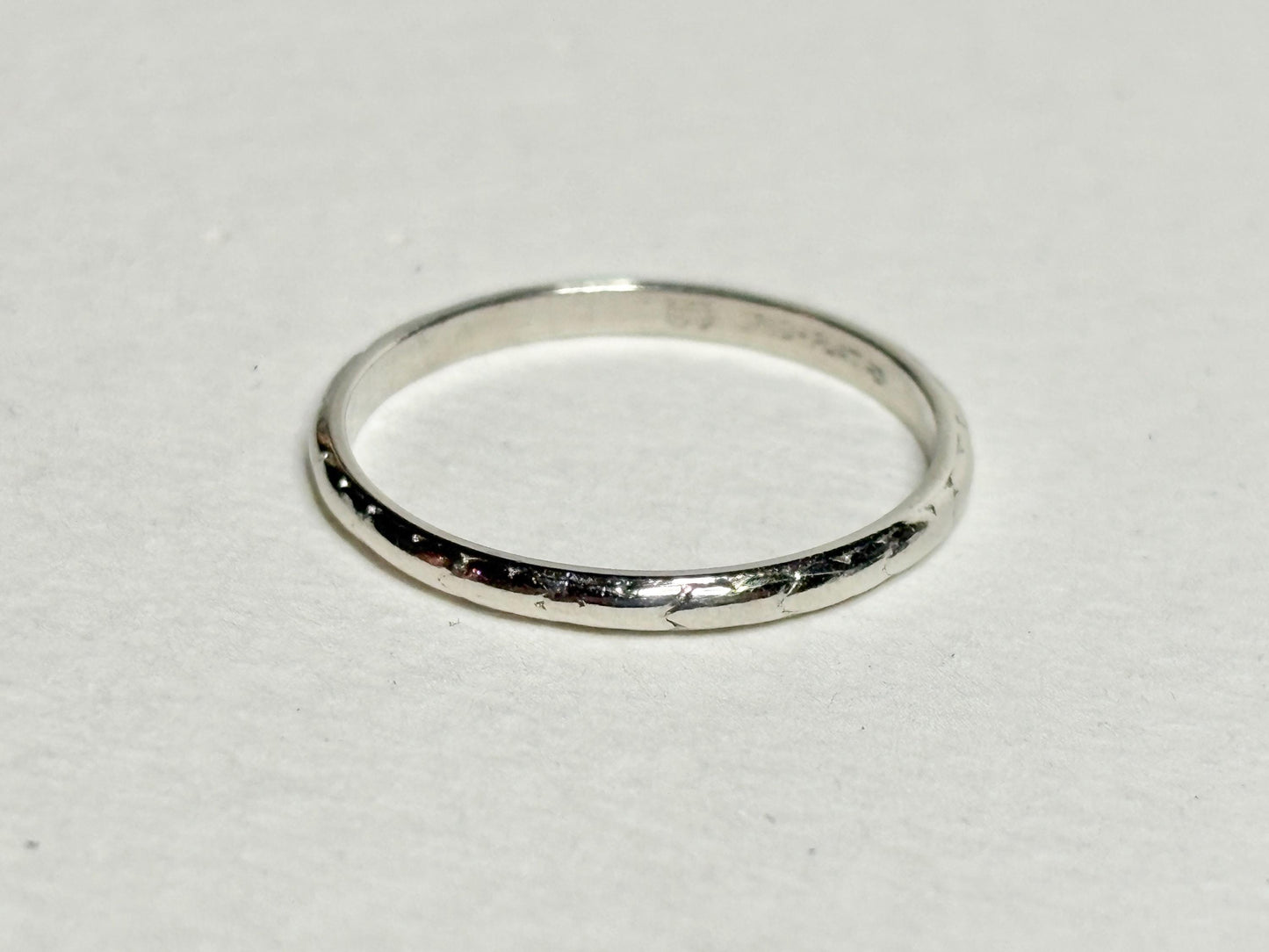 Art Deco platinum iridium chevron band ring, 2mm wide.