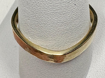 Solid 18k yellow gold hammered finish square band ring.