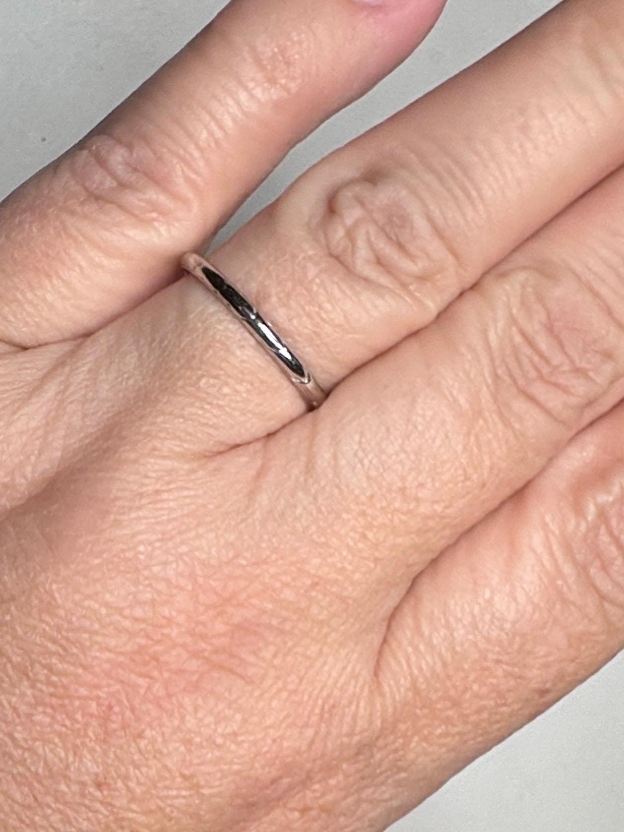 Art Deco platinum iridium chevron thin band ring.