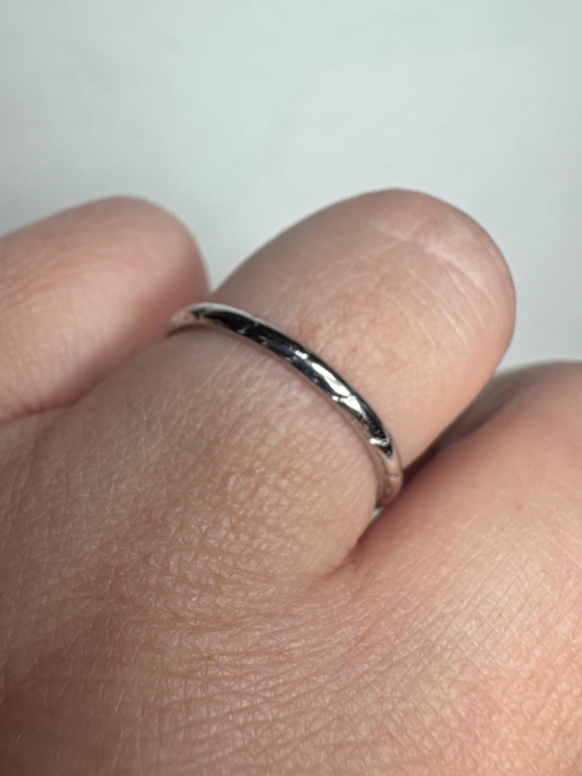 Art Deco platinum iridium stackable chevron thin band ring.