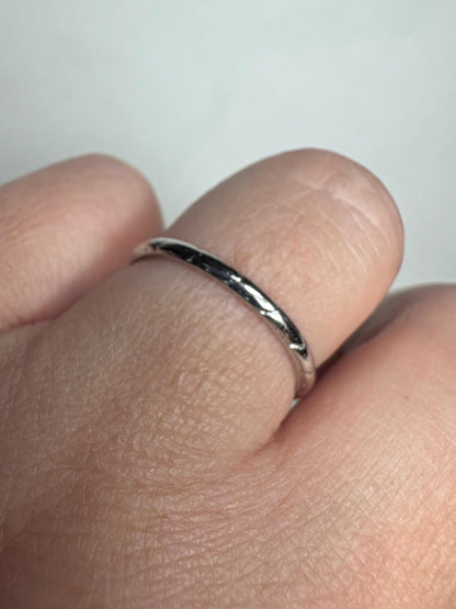 Art Deco platinum iridium stackable chevron thin band ring.