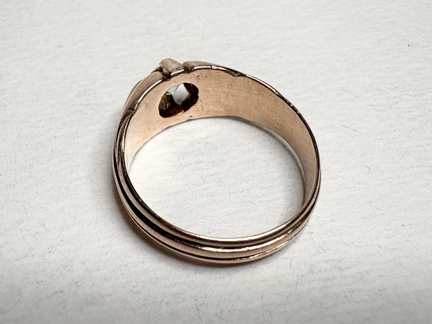 Vintage 10k rose gold ring with an old mine cut diamond.