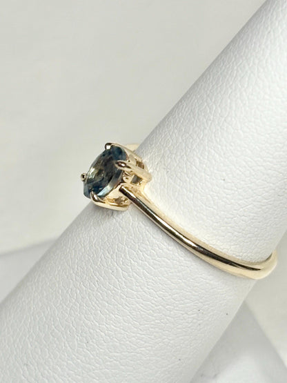Montana sapphire solitaire oval ring in solid 10k gold.