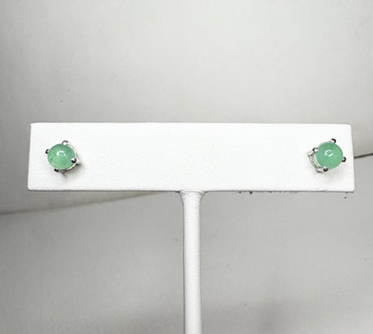 Australian chrysoprase cabochon stud earrings in sterling silver.