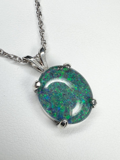 Sterling silver pendant necklace featuring an Australian opal triplet.