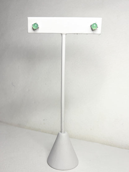 Australian chrysoprase cabochon stud earrings in sterling silver.