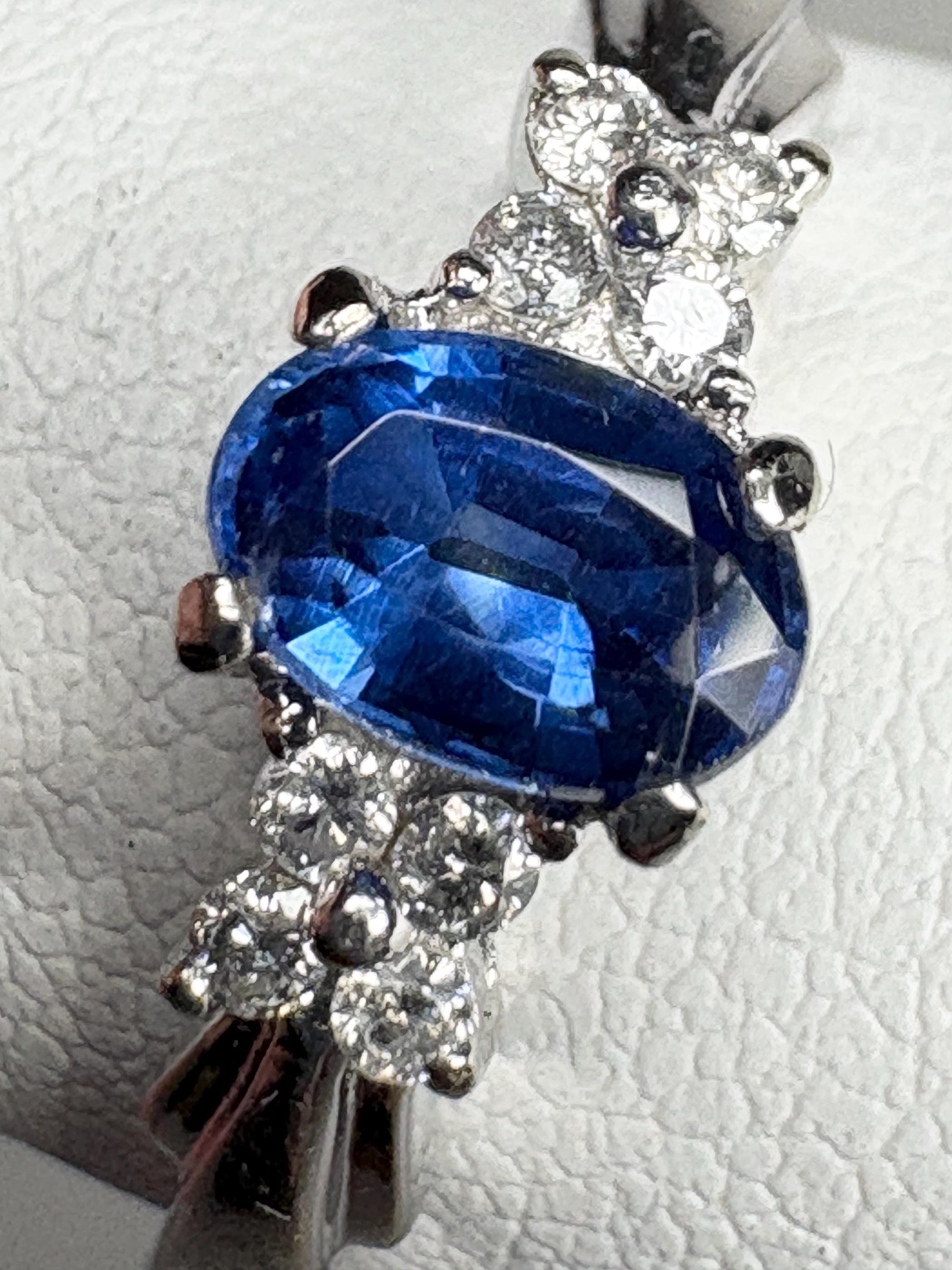 Kyanite and diamond ring in solid 10k white gold.