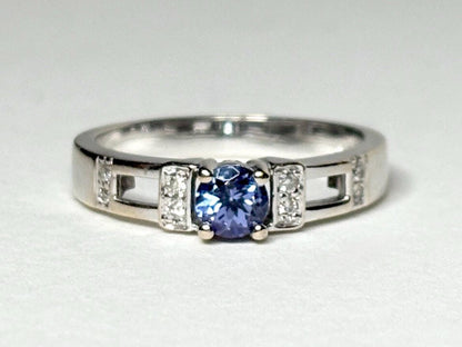 LeVian Tanzanite and Diamond Band Ring in Solid 18k White Gold size 7 - NewLifeJewelryVault