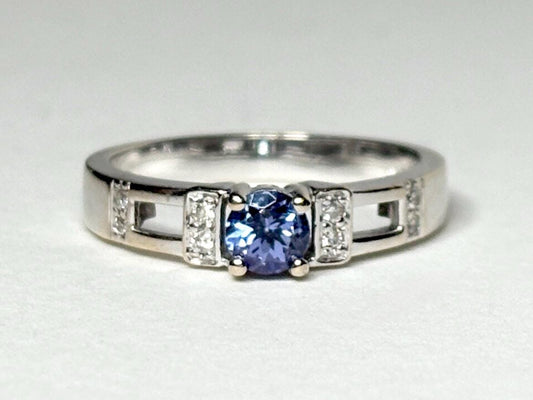 LeVian Tanzanite and Diamond Band Ring in Solid 18k White Gold size 7 - NewLifeJewelryVault