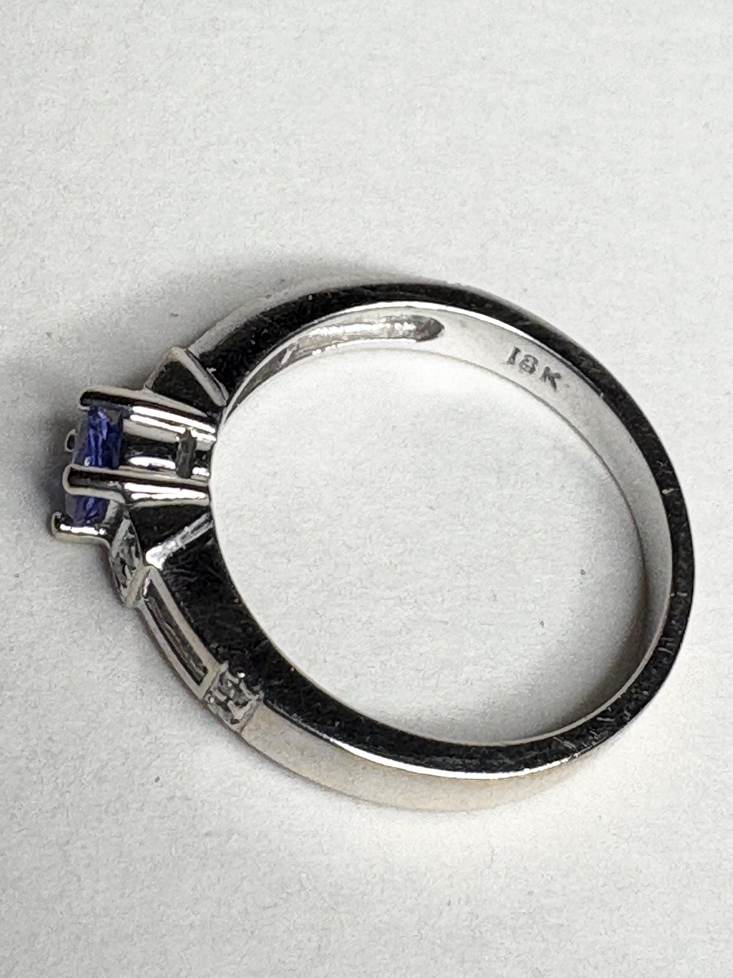 LeVian Tanzanite and Diamond Band Ring in Solid 18k White Gold size 7 - NewLifeJewelryVault