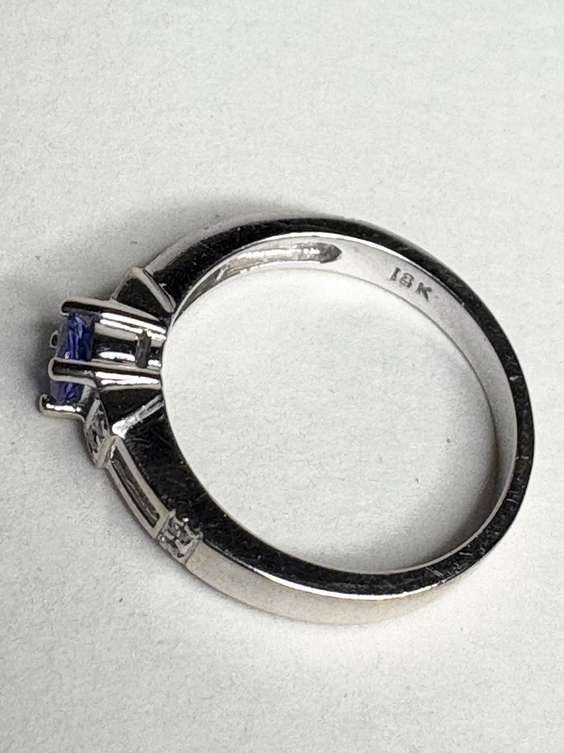 LeVian Tanzanite and Diamond Band Ring in Solid 18k White Gold size 7 - NewLifeJewelryVault