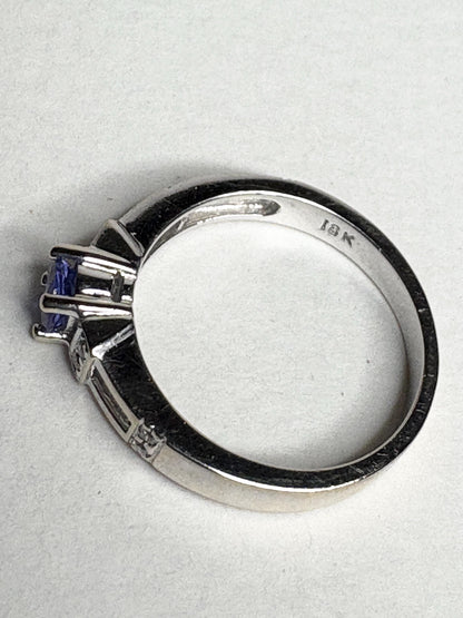 LeVian Tanzanite and Diamond Band Ring in Solid 18k White Gold size 7 - NewLifeJewelryVault