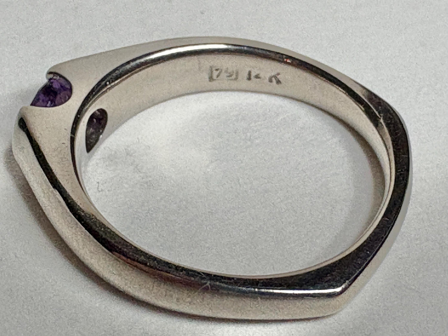 Violet Purple Natural Sapphire Band Ring in Solid 14k White Gold with Euro Shank size 7.75 - NewLifeJewelryVault